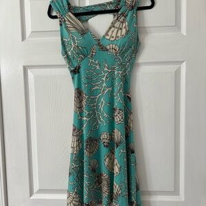 Sea Inspired Teal Blue V-Neck Mini Sundress